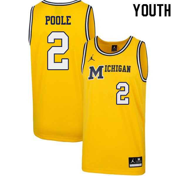 Youth #2 Jordan Poole Michigan Wolverines 1989 Retro College Basketball Jerseys Sale-Yellow